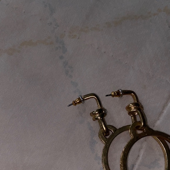 Paige Novick Chic Gold Circle Earrings with CZ Stones with Silver Post. - Picture 6 of 7